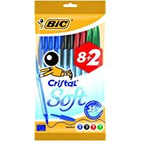 BIC Cristal Soft bolígrafos punta media (1-2 mm) - colores Surtidos- Blíster de 8+2